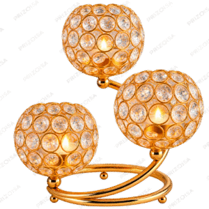 golden crystal 3 globe candle holder stand